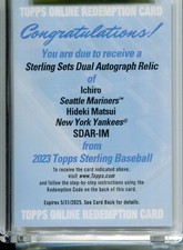 2023 TOPPS STERLING SETS DUAL AUTOGRAPH RELIC ICHIRO AND HIDEKI MATSUI /15
