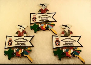 3 Little League Baseball PINs - FL D7 - 3" X 4" 1994 Sr. Tour. Lantana Florida - Picture 1 of 7