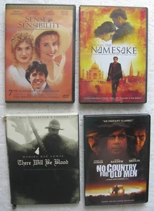 4 DVD - Sense & Sensibility,There Will Be Blood,The Namesake,No Country Old Men - Picture 1 of 2
