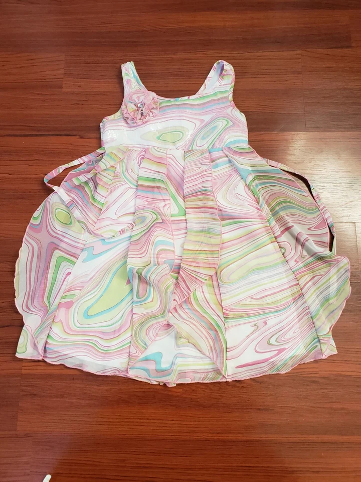 VGUC BISCOTTI Mermaid Aqua Ruffle Party Dress Girls size 7 - Image 1 of 1