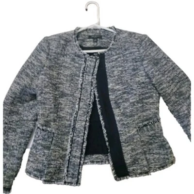 Ann Taylor Navy &White Crop Party Tweed Jacket Blazer 4P - Image 1 of 4