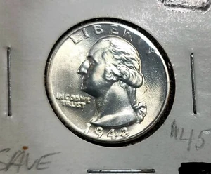 1943-P Unc BU Gem Washington Quarter 90% Silver 25 Cents US Coin  - Picture 1 of 6