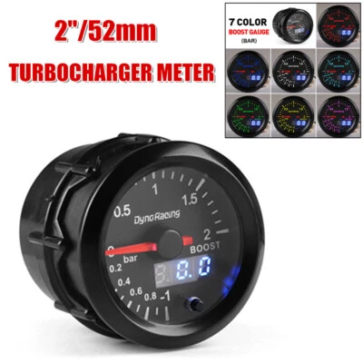 2"/52mm 7 Colors LED Car Turbo Boost Gauge Digital Pointer Vacuum Pressure Meter - Image 1 of 4