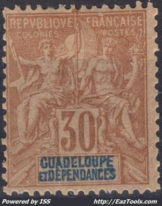 GUADELOUPE TYPE GROUPE 30c BRUN N°35 NEUF * AVEC CHARNIERE - Picture 1 of 2