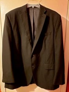 IZOD SPORT COAT WOOL BLAZER SUIT JACKET BLACK HARDLY WORN MENS 46L 2 BUTTON - Picture 1 of 14