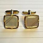 VINTAGE MOTHER OF PEARL & GOLD TONE SQUARE CUFF LINKS