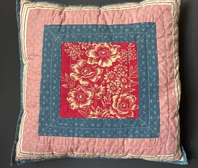 RARE! *RALPH Lauren CHAPS TELLURIDE Decorative PILLOW RED Blue FLOWERS - Image 1 of 4