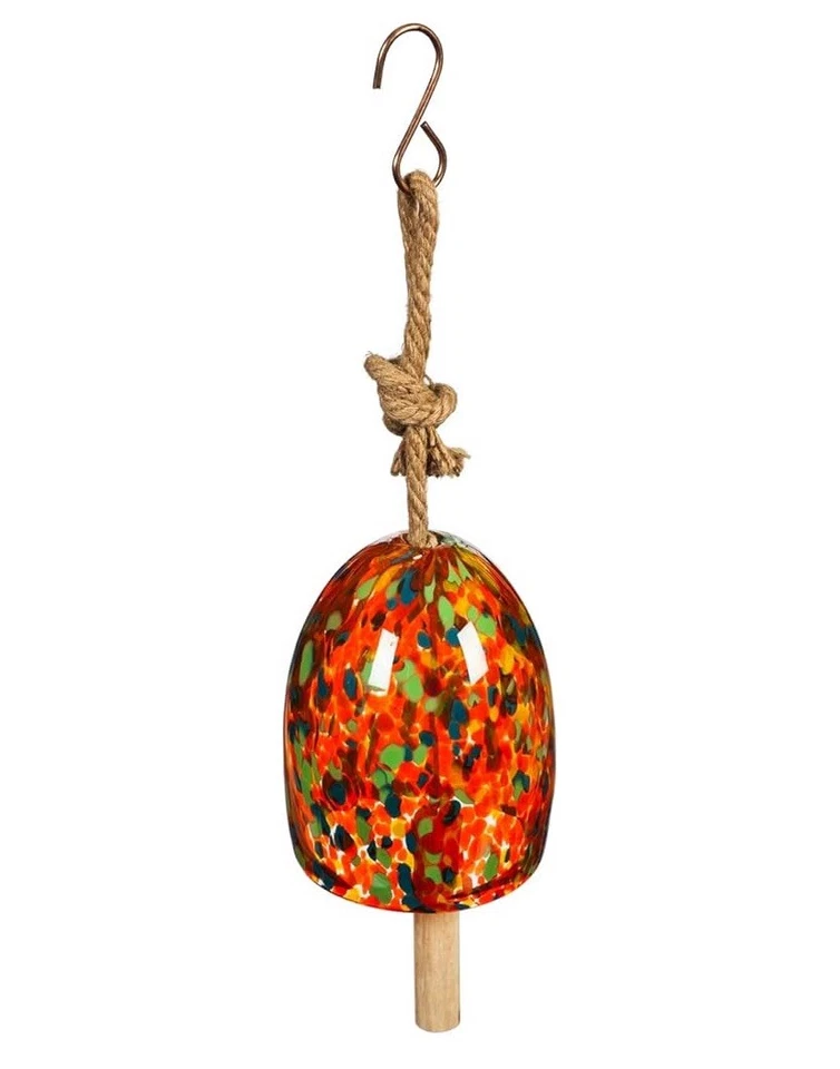 "Campana de viento de vidrio artístico colorido ámbar naranja de 8"" Evergreen (juego de 6)" Foto 1 de 4