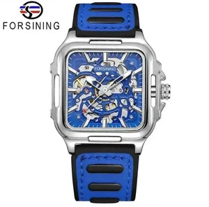Forsining Men’s Automatic Square Transparent Waterproof Watch - Picture 1 of 7