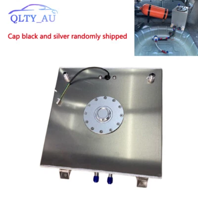 5 Gallon Polished Aluminum Racing Drift Fuel Cell Gas Tank w/Level Sender Silver - Image 1 of 4