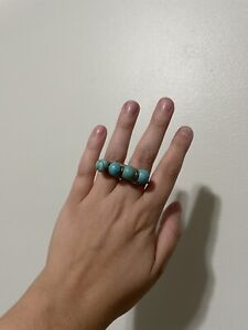 Vintage Double Finger Ring Turquoise Colored Stone