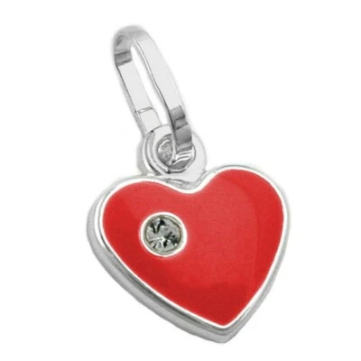 Rimorchio, Rosso Cuore, Vetro Cristallo, Vero 925 Argento Sterling, Bambini - Immagine 1 di 2