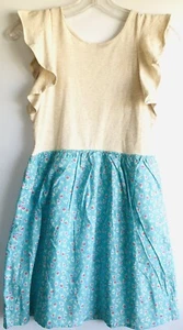GAP kids girls solid / floral dress Sz 12 ruffle sleeve - Picture 1 of 3
