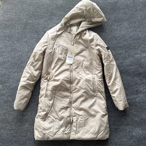 NWT $1108 BALLY Puffer Coat Women's 42 Beige Windproof Full Zip Winter Jacket - Picture 1 of 11