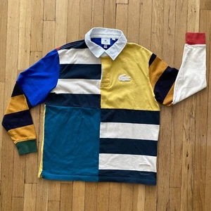 Camisa Lacoste Live Para Hombre Polo Mediana Bloque de Color Rugby Rayas Clásica Preppy - Imagen 1 de 8