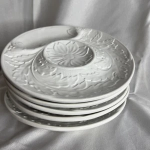 Lot Of 5 French Faience Relief Appetizer Plates. - Picture 1 of 5