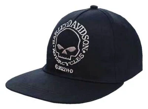 Harley-Davidson Little Boys' Skull Twill Flat Brim Snap Back Baseball Cap- Black - Picture 1 of 2
