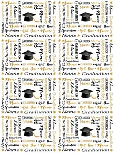 Graduation Personalised Gift Wrapping Paper CHOOSE COLOURS ADD NAME - Picture 1 of 5