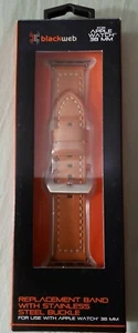 Watch Band Brown Leather 38 MM Replacement.Stainless steel buckle. - Picture 1 of 2