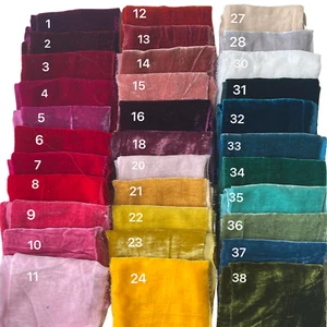 Pack of 5 New Silk Velvet Remnants/Scraps/Ribbons in 8x22", Custom Sizes/Colors - Picture 1 of 7