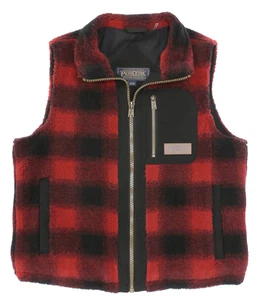 Pendleton Men's Ridgeline Red & Black Buffalo Plaid Fleece Full-Zip Vest, XXL - Picture 1 of 3