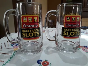 Ontario Racetrack Beer Mugs Gamblers Drinking Glasses Horse Racing Slot Machines - Picture 1 of 3