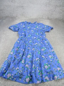J.Crew Mini Dress Womens 8 Puff Sleeve Tie Back Blue Floral Cotton NEW - Picture 1 of 9