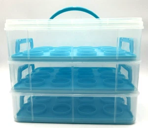 VonShef Cupcake Carrier 3 Tier Travel Baking Storage Bake Sale Bakery Market - Picture 1 of 7