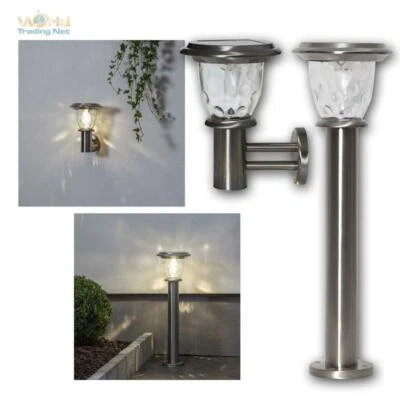 LED-Solar-Wand-/Wegeleuchte PIREUS Edelstahl warmweiß, große Außenleuchte Poller - Bild 1 von 4