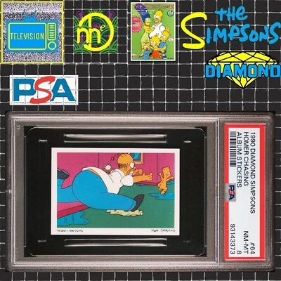Pegatinas Diamond Simpsons 1990 - #64 Homer persiguiendo barba desnuda - PSA 8 casi nuevo-como nuevo Foto 1 de 4