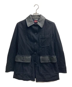 C.P COMPANY 90s Leather-trimmed Wool Jacket Size: 40 Men Black - Picture 1 of 9