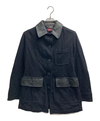 C.P COMPANY 90s Leather-trimmed Wool Jacket Size: 40 Men Black - Image 1 of 4