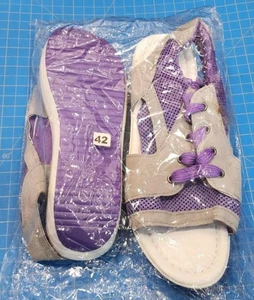 Purple Orthopedic Contrast Paneled Cutout Lace-up Muffin Sandals US 9 EU 42 NEW - Picture 1 of 5