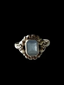 Anello Art Decò min argento 835, antico, pietra blu - Foto 1 di 4