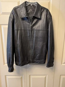 Roundtree & Yorke Black Lamb skin Jacket Mens XL Full Zip Coat w/pockets - Picture 1 of 13