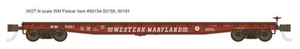 Wheels of Time 50156 N WM 53' 6" General Service Welded Fish Belly Flatcar #7019 - Picture 1 of 1