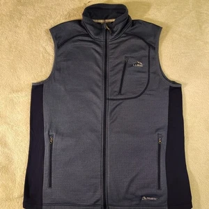 LL Bean Mens L Polartec Sweater Slightly Fitted Fleece Vest Full Zip Navy Ribbed - Picture 1 of 24