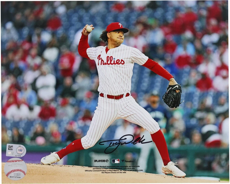 Foto de lanzamiento blanca firmada por Taijuan Walker Philadelphia Phillies de 8" x 10" Foto 1 de 1
