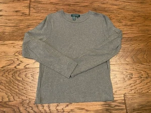 Lauren Ralph Lauren Damen M Grau Langarm Oberteil RL Logo Tasche Minimalistisch - Bild 1 von 5