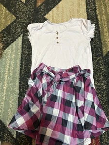 Girls Plaid Skirt and White Button Top Set - Picture 1 of 1