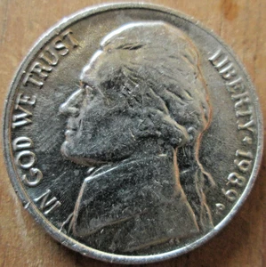 1989-P JEFFERSON NICKEL, MS++++ FS-6, STRONG MINT LUSTER, CIRCULATED - Picture 1 of 3