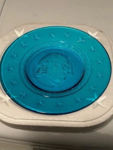 Wheaton Blue Glass President Plate James Madison Presidential Series 8" VTG - Picture 1 of 3