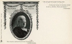PRINTED UNDIVIDED BACK MEMORIUM POSTCARD "VICTORIA THE GOOD", EMPIRE #1403, TUCK - Picture 1 of 2
