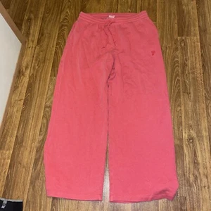 Victoria’s Secret Electric Pink Logo LARGE Velour Jogger Sweatpant Super Soft - Picture 1 of 4