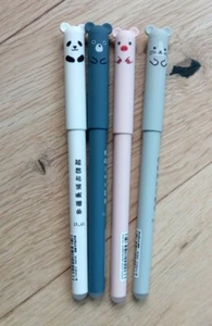 FOUR ANIMAL DESIGN ERASABLE BLACK INK PENS (BRAND NEW) - Picture 1 of 4