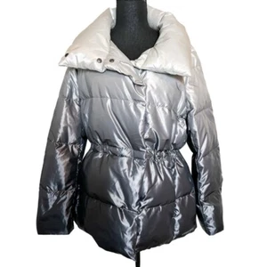 Lands' End Ombré Down Wrap Puffer Jacket Coat Size L Hip Length - Picture 1 of 13