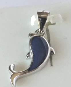 925 STERLING SILVER Rhodium plated DOLPHIN Pendant 23X9MM - Foto 1 di 11