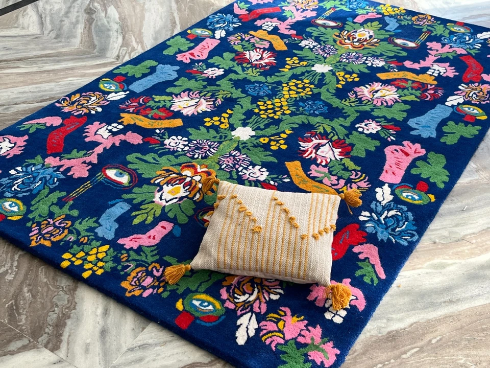 Powder Room Romance Was Born Designer Area Rug Hand tufted Rug For Any Room. - Image 1 of 4