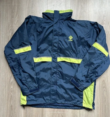 Jaqueta de corrida vintage Ronhill grande com capuz corta-vento azul verde casaco retrô - Imagem 1 de 4