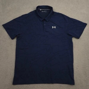 Under Armour Vanished Men's Polo Shirt XXL Blue Camo HeatGear Loose Fit Golf - Picture 1 of 11